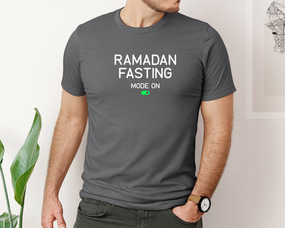 brand:Bella Canvas|color:Asphalt|Ramadan Fasting Mode On Ramadan Typogra Graphic T-Shirt