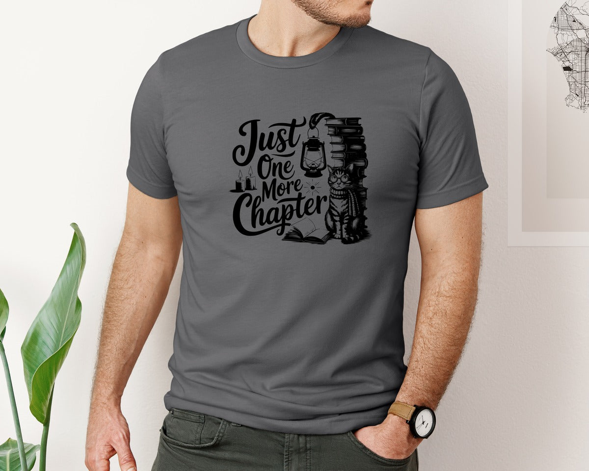 brand:Bella Canvas|color:Asphalt|Just One More Chapter T Shirt Design Graphic T-Shirt