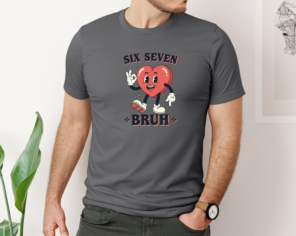 brand:Bella Canvas|color:Asphalt|67 Viral Trend Valentine Heart Meme Graphic T-Shirt