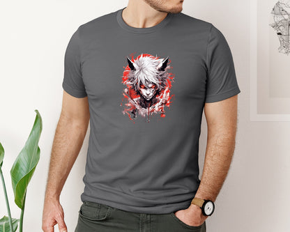 brand:Bella Canvas|color:Asphalt|Fierce Anime Demon T Shirt Graphic Graphic T-Shirt