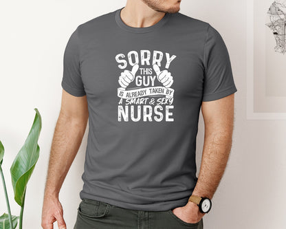 brand:Bella Canvas|color:Asphalt|Sorry This Guy Is Career T Shirt Graphic T-Shirt