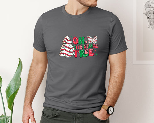 Retro Oh Christmas Tree Christmas Cake Graphic T-Shirt