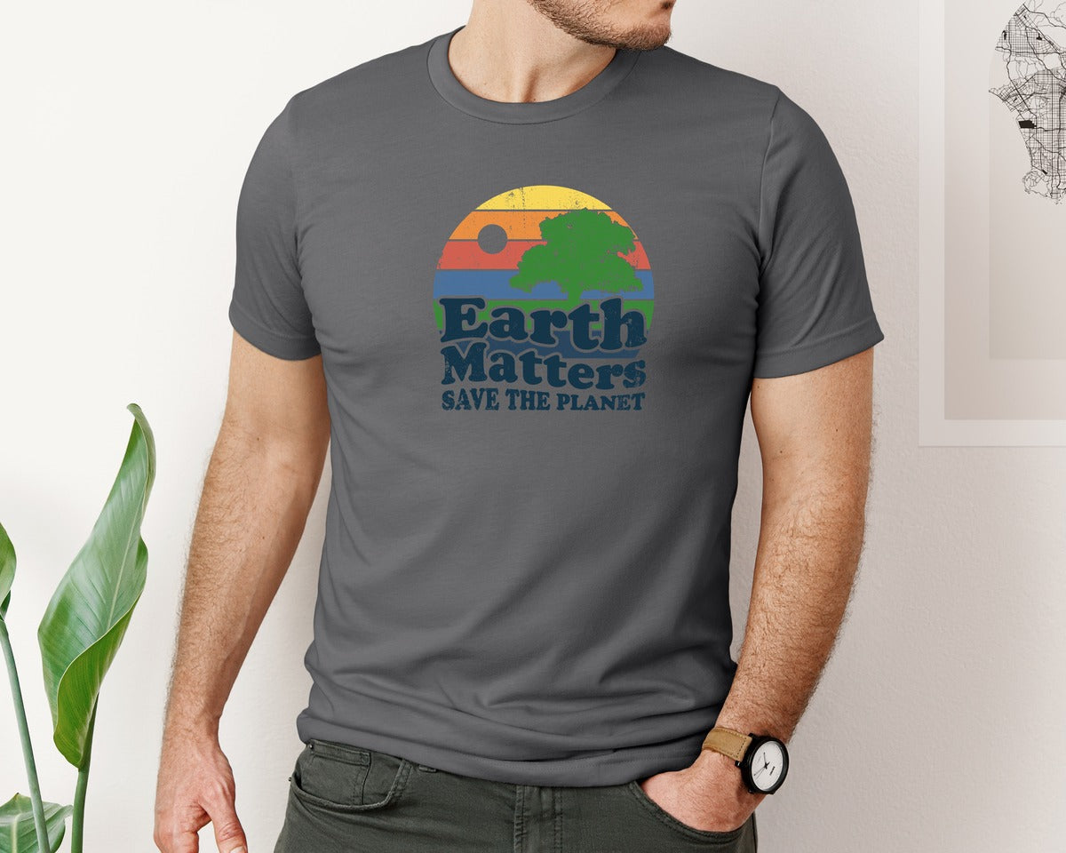 brand:Bella Canvas|color:Asphalt|Earth Matters Save The Planet T Shirt Graphic T-Shirt