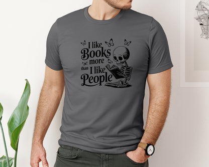 brand:Bella Canvas|color:Asphalt|I Like Books More Than I Like People 3 Graphic T-Shirt