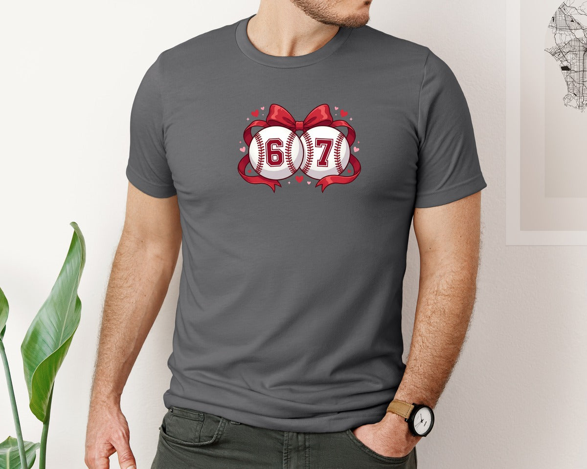 brand:Bella Canvas|color:Asphalt|67 Baseball Valentine Graphic T-Shirt