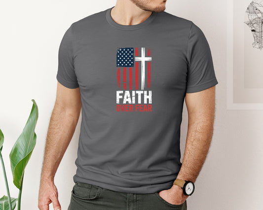 Faith Over Fear Usa Flag T Shirt Design Graphic T-Shirt