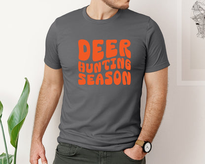 brand:Bella Canvas|color:Asphalt|Retro Deer Hunting Season Design 2 Graphic T-Shirt