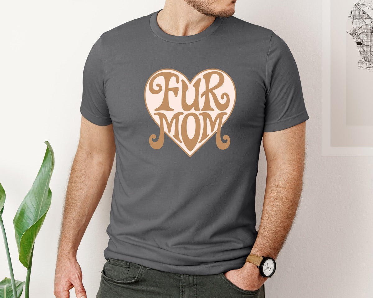 brand:Bella Canvas|color:Asphalt|Fur Mom Cute Crazy Cat Lady Quote Graphic T-Shirt