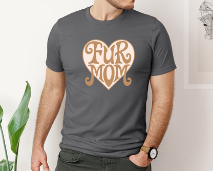 brand:Bella Canvas|color:Asphalt|Fur Mom Cute Crazy Cat Lady Quote Graphic T-Shirt