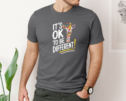 brand:Bella Canvas|color:Asphalt|Its Ok To Be Different Autism Awareness 17 Graphic T-Shirt