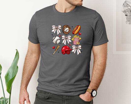 Baseball Game Day Baseball Bow Graphic T-Shirt