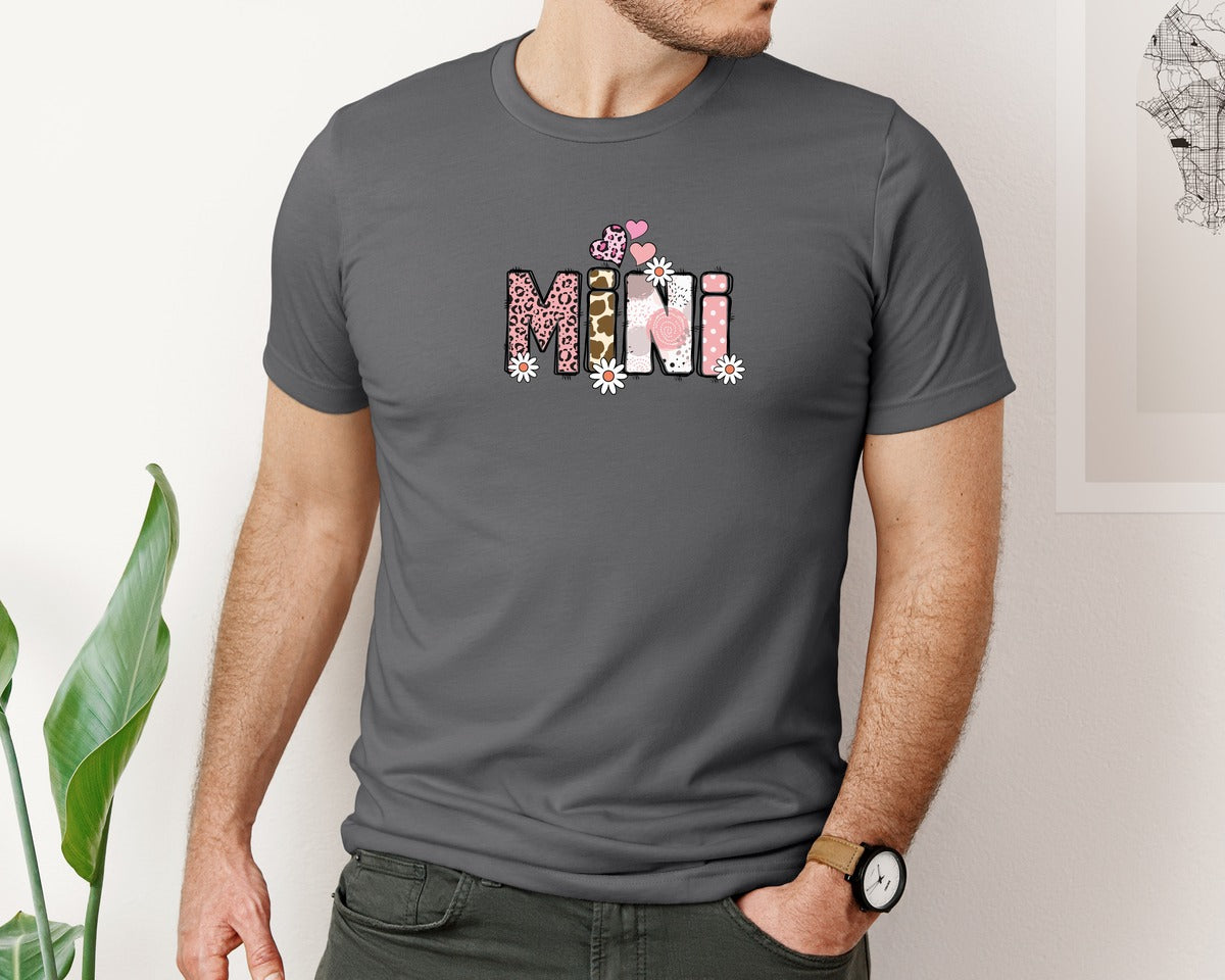brand:Bella Canvas|color:Asphalt|Mama Mini Pink Leopard Design Graphic T-Shirt
