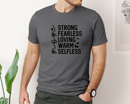brand:Bella Canvas|color:Asphalt|Strong Fearless Loving Warm Selfless Graphic T-Shirt