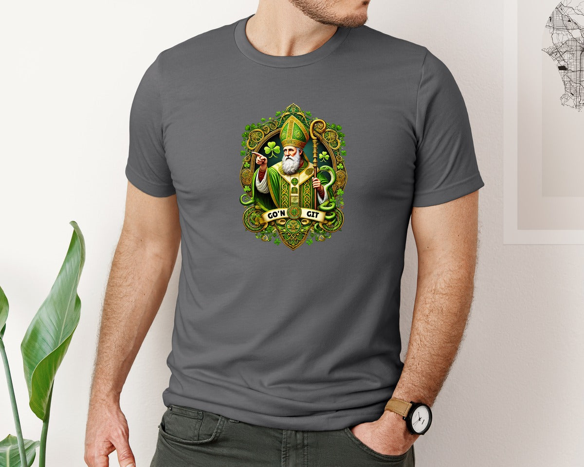 brand:Bella Canvas|color:Asphalt|St Patricks Day Saint Patrick Graphic T-Shirt