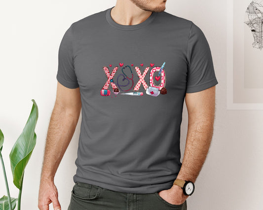 Valentine Xoxo Nurse Graphic T-Shirt
