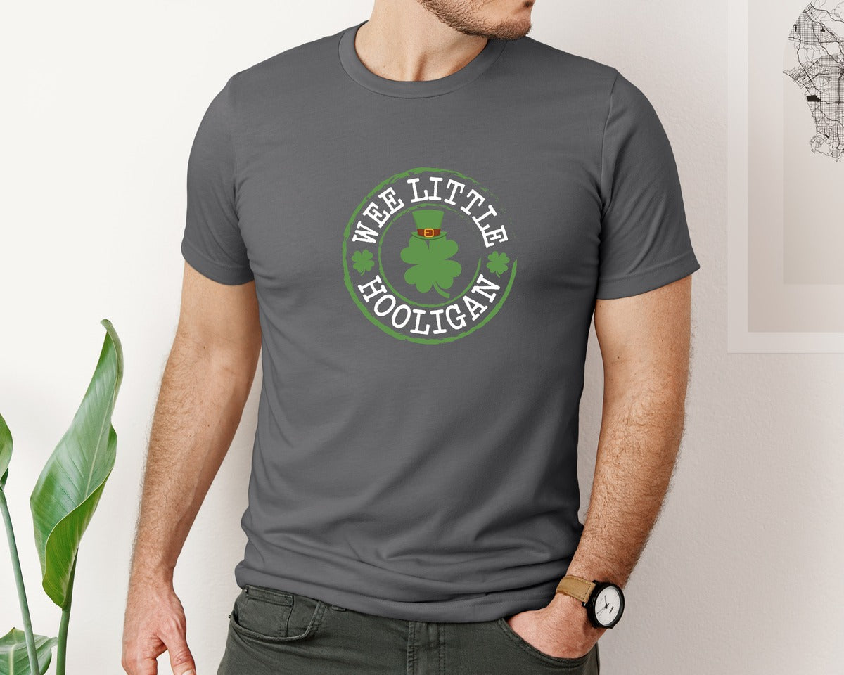 brand:Bella Canvas|color:Asphalt|Wee Little Hooligan Funny St Patricks 2 Graphic T-Shirt