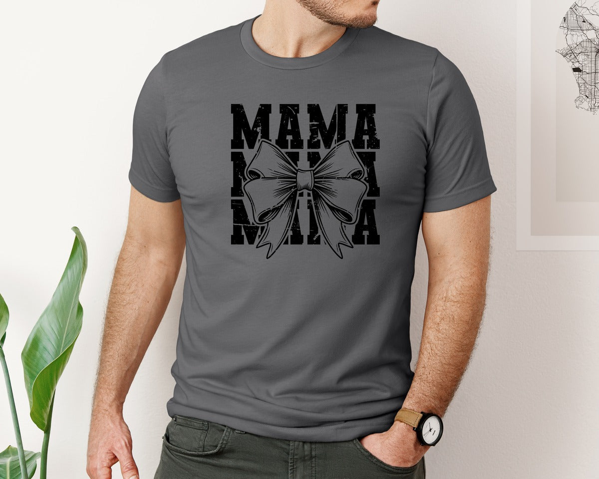 brand:Bella Canvas|color:Asphalt|Mama Mom Mama Coquette Graphic T-Shirt