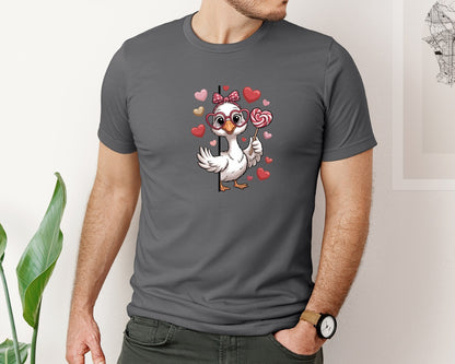 brand:Bella Canvas|color:Asphalt|Funny Valentine Goose 4 Graphic T-Shirt