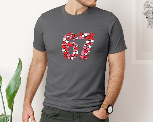 Heart Number 67 Funny Valentine Meme Graphic T-Shirt