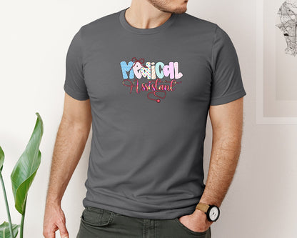 brand:Bella Canvas|color:Asphalt|Preppy Medical Assistant Nurse Graphic T-Shirt