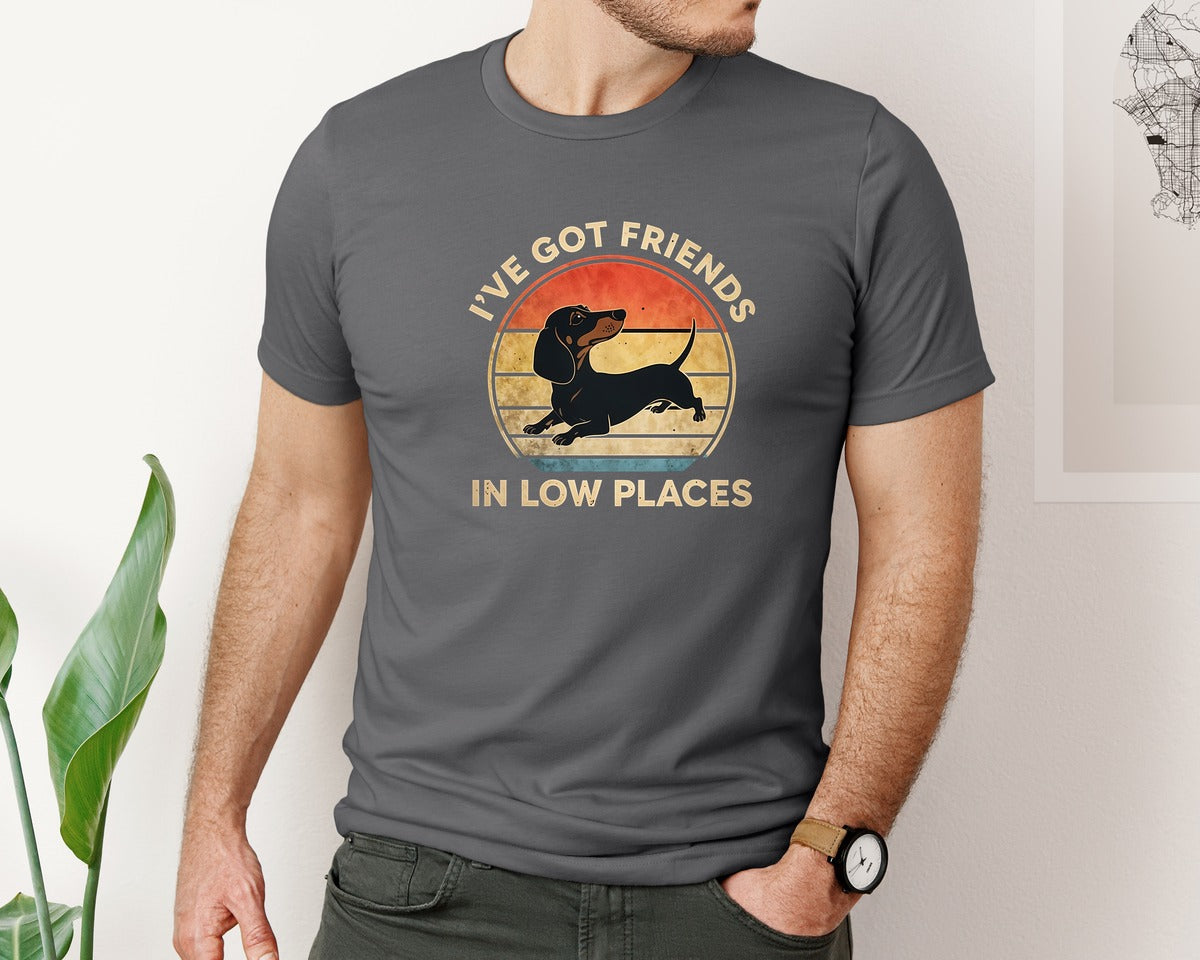 brand:Bella Canvas|color:Asphalt|Dachshund Ive Got Friends In Low Places 2 Graphic T-Shirt