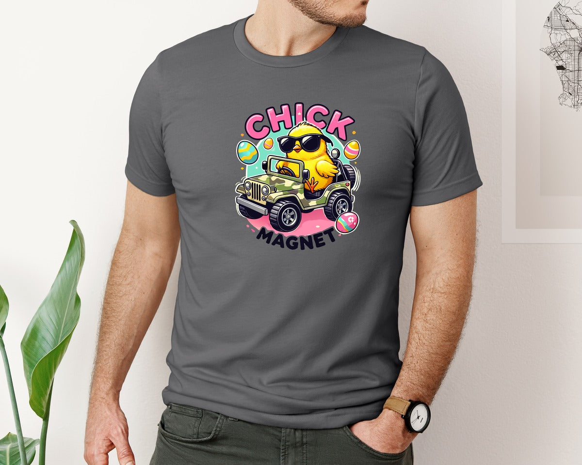 brand:Bella Canvas|color:Asphalt|Chick Magnet Easter Chick Cool Graphic T-Shirt