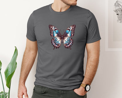 brand:Bella Canvas|color:Asphalt|Beautiful Butterfly Transparent Clip Graphic T-Shirt