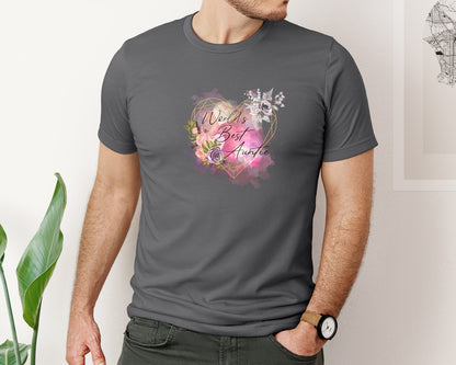 brand:Bella Canvas|color:Asphalt|Worlds Best Auntie Heart Graphic T-Shirt