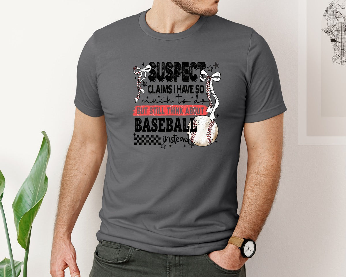 brand:Bella Canvas|color:Asphalt|Baseball Bow Mom Quote Retro Distressed Graphic T-Shirt