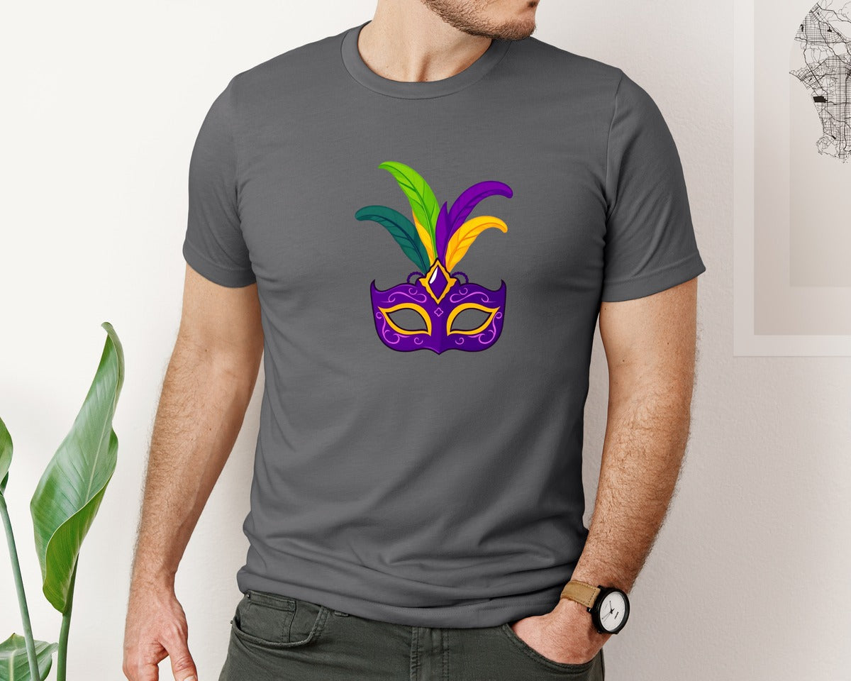 brand:Bella Canvas|color:Asphalt|Mardi Gras Mask T Shirt Design 4 Graphic T-Shirt