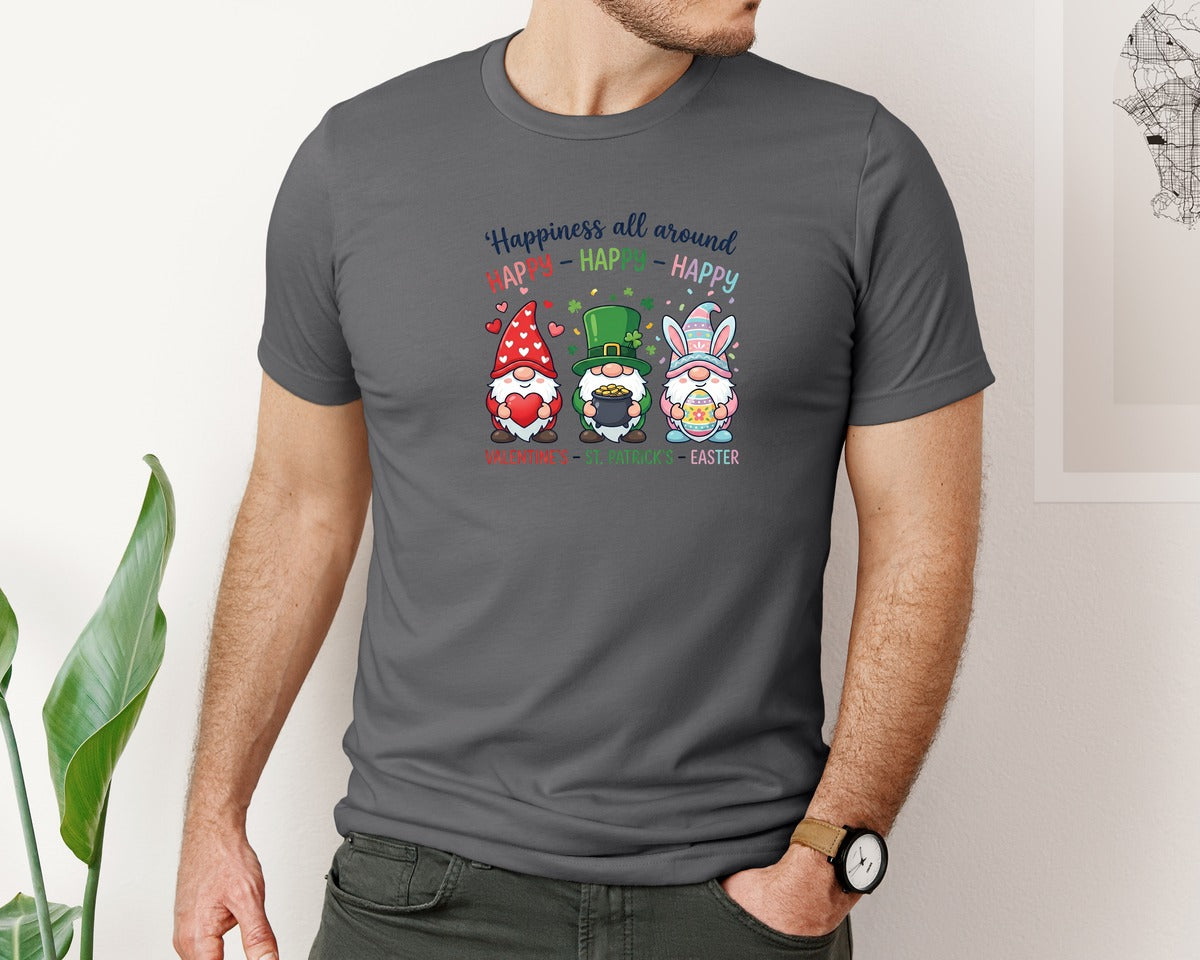 brand:Bella Canvas|color:Asphalt|Holiday Gnome Trio Graphic T-Shirt