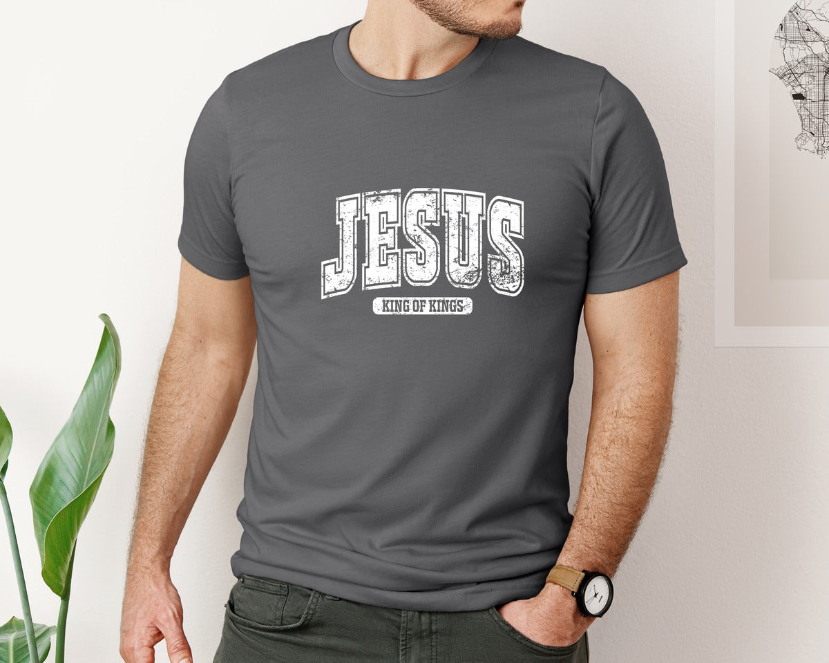 brand:Bella Canvas|color:Asphalt|Jesus King Of Kings Christian S Graphic T-Shirt