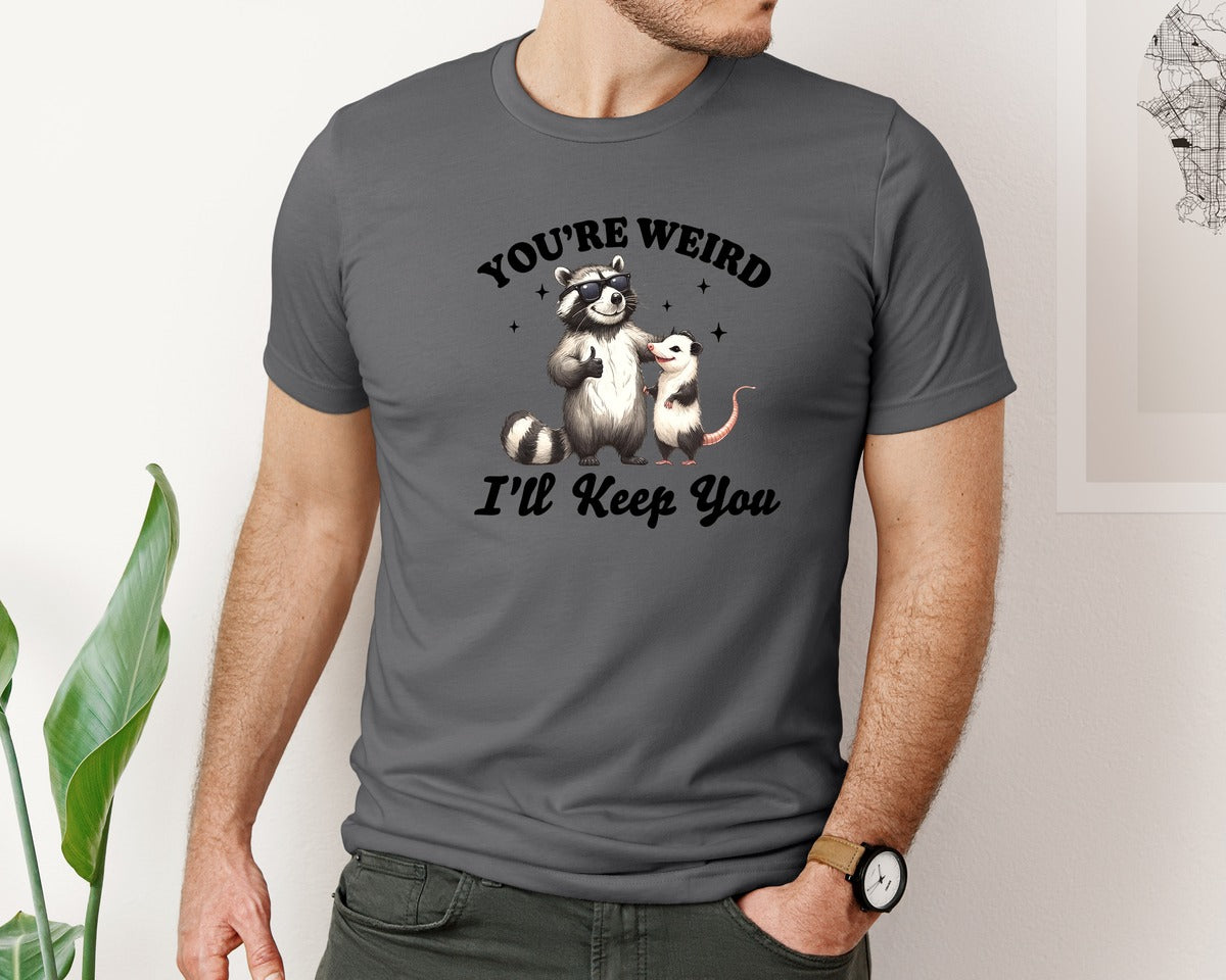 brand:Bella Canvas|color:Asphalt|Sarcastic Funny Raccoon Possum Weird Graphic T-Shirt