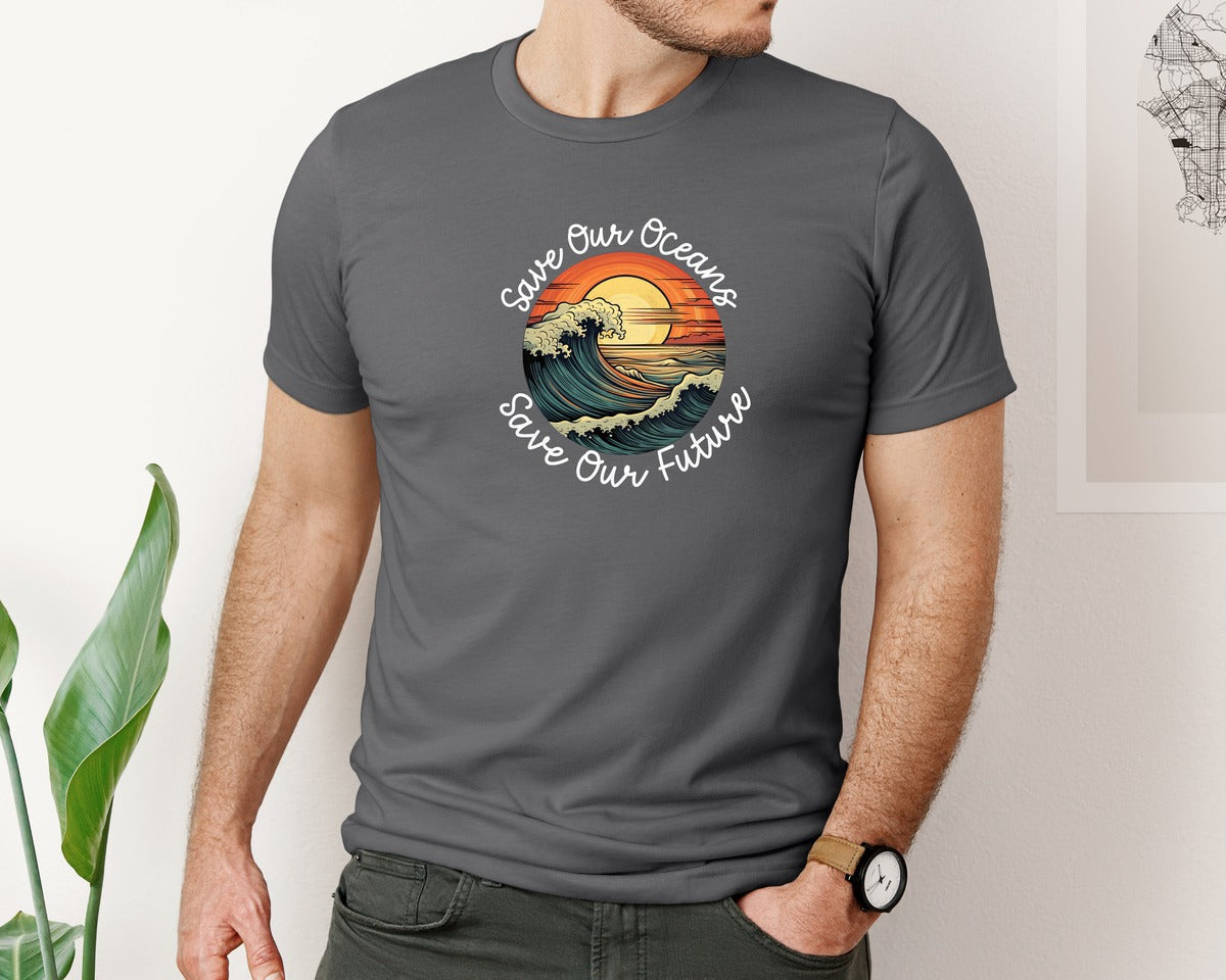 brand:Bella Canvas|color:Asphalt|Save Our Oceans Save Our Future Graphic T-Shirt