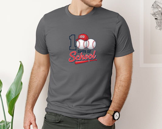 Baseball 100 Days School Design Graphic T-Shirt