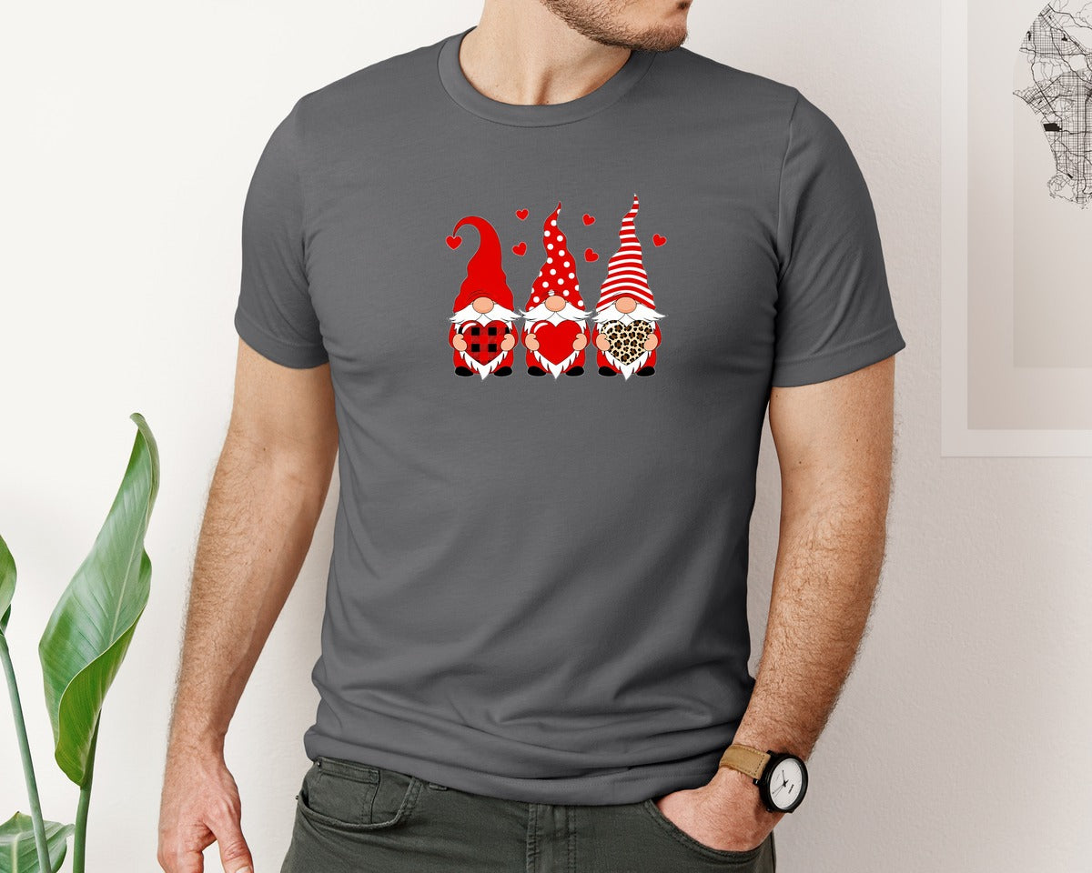 brand:Bella Canvas|color:Asphalt|Gnome Love Valentines Day T Shirt Graphic T-Shirt