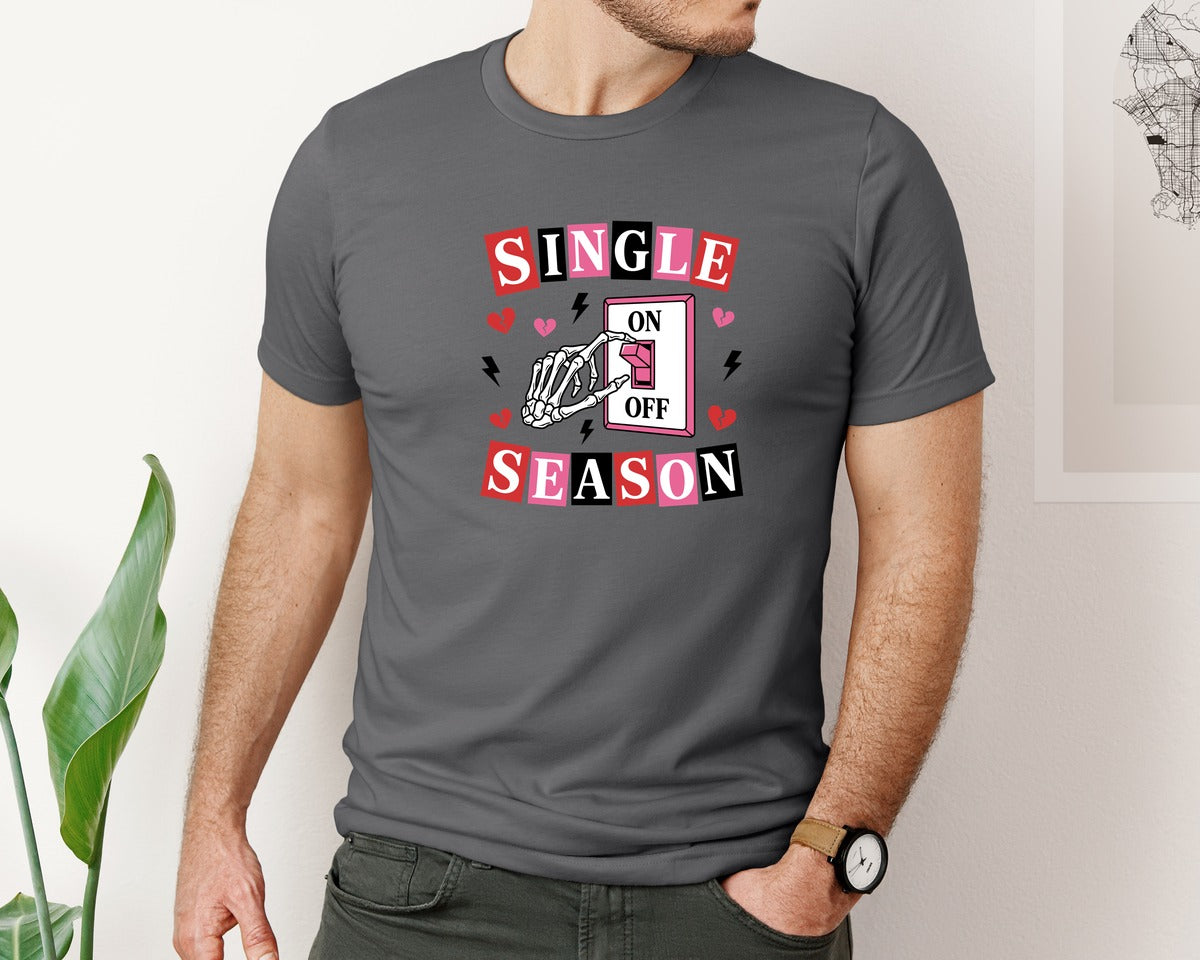 brand:Bella Canvas|color:Asphalt|Single Season Valentines Day 2 Graphic T-Shirt