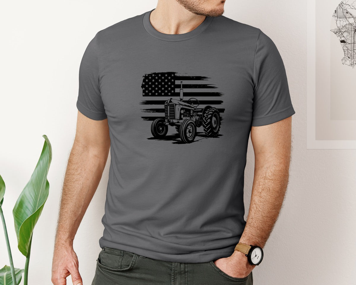 brand:Bella Canvas|color:Asphalt|Tractor Flag Vector T Shirt Design Graphic T-Shirt