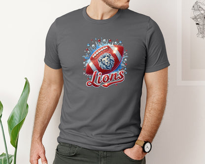 brand:Bella Canvas|color:Asphalt|Red Lions Football Mascot Game Day Graphic T-Shirt