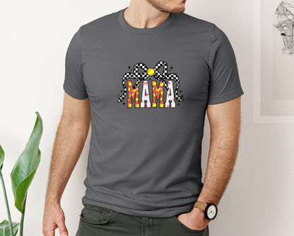 brand:Bella Canvas|color:Asphalt|Retro Softball Mama Coquette 4 Graphic T-Shirt