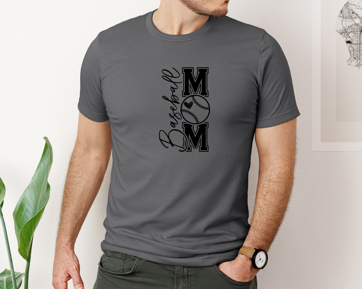 brand:Bella Canvas|color:Asphalt|Baseball Mom Baseball Mom 2 Graphic T-Shirt