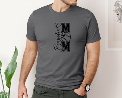 brand:Bella Canvas|color:Asphalt|Baseball Mom Baseball Mom 2 Graphic T-Shirt