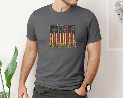 brand:Bella Canvas|color:Asphalt|Stars And Stripes And Jesus Christ Graphic T-Shirt