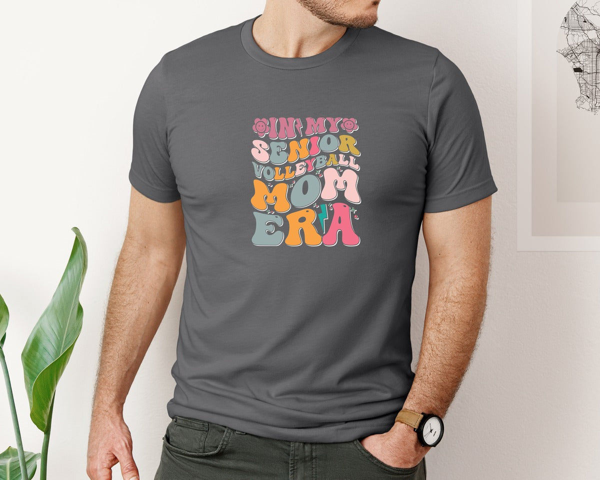 brand:Bella Canvas|color:Asphalt|In My Senior Volleyball Mom Era Graphic T-Shirt