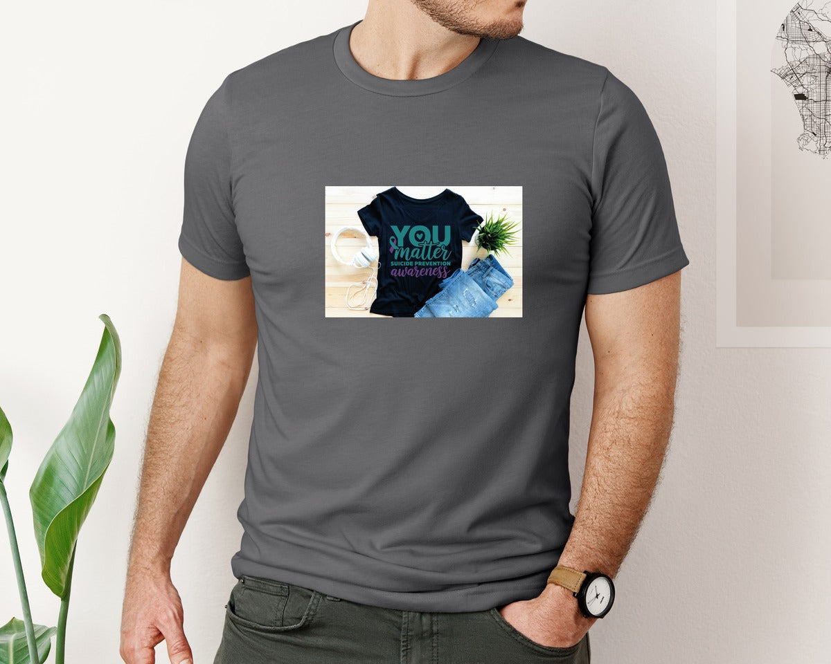 brand:Bella Canvas|color:Asphalt|Suicide Prevention Awareness 8 Graphic T-Shirt