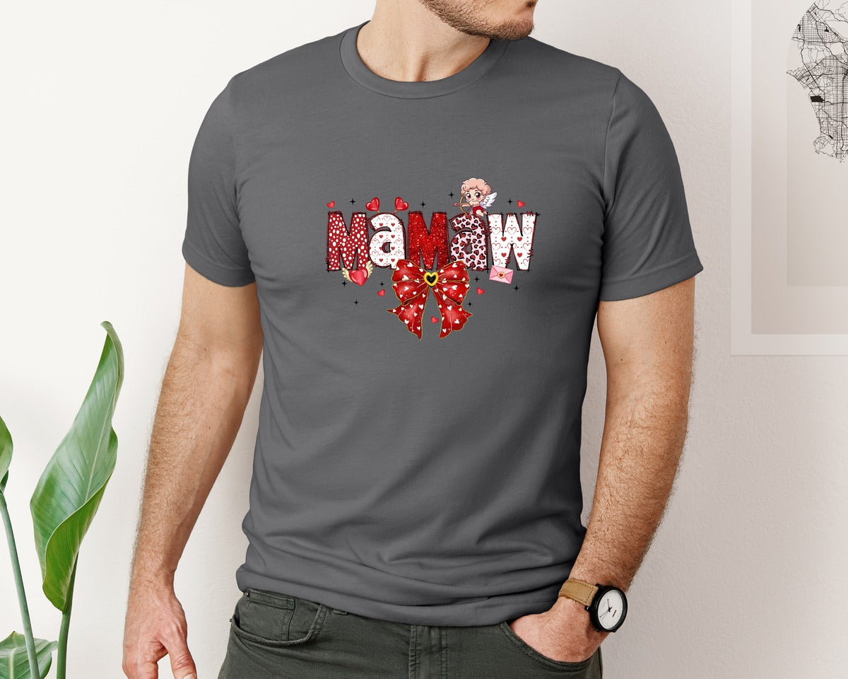 brand:Bella Canvas|color:Asphalt|Mamaw Valentine Cute Grandma Graphic T-Shirt