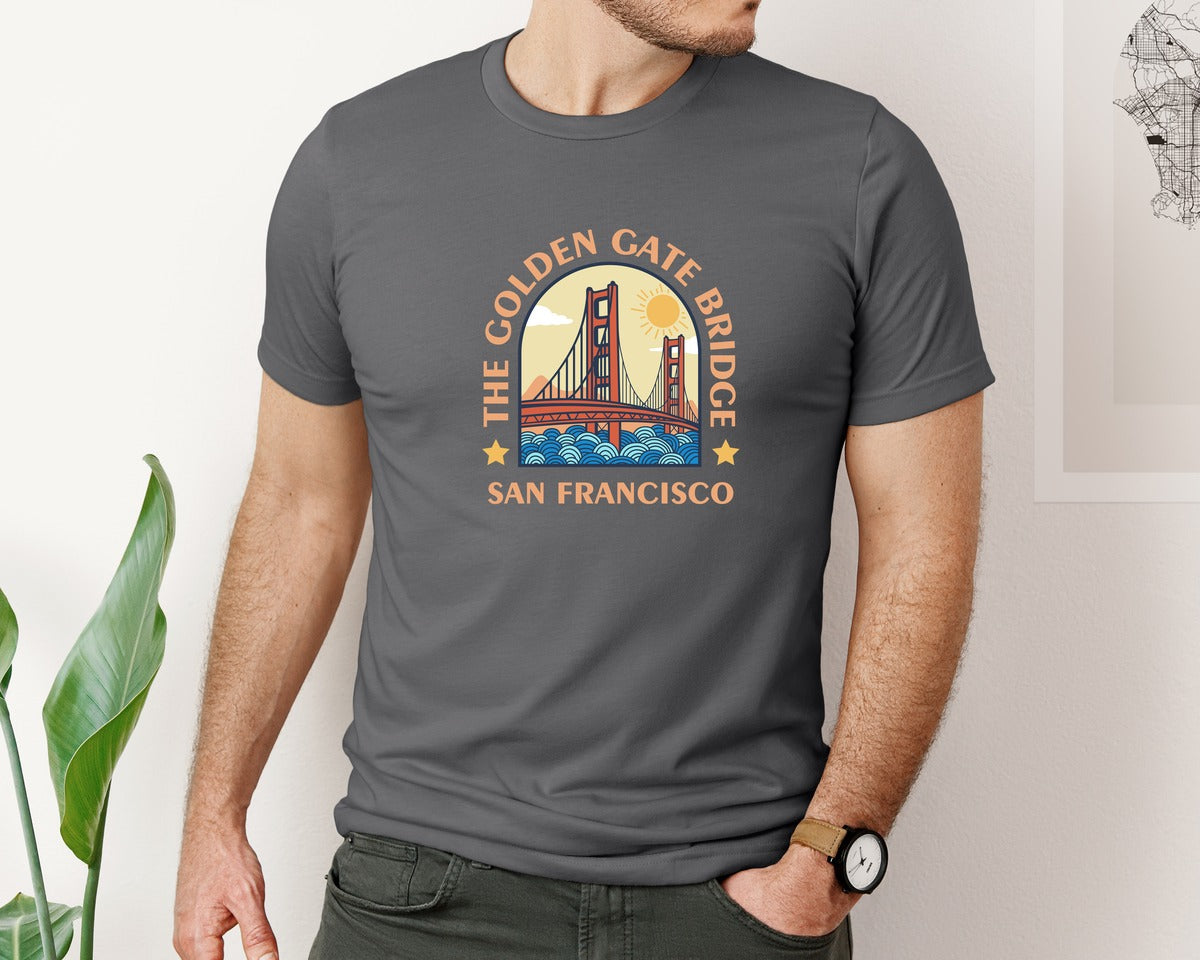 brand:Bella Canvas|color:Asphalt|The Golden Gate Bridge Graphic T-Shirt