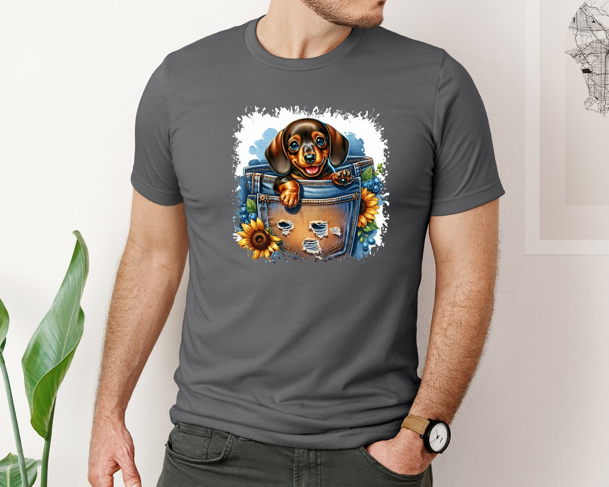 brand:Bella Canvas|color:Asphalt|Dog In Pocket Square Tshirt 29 Graphic T-Shirt