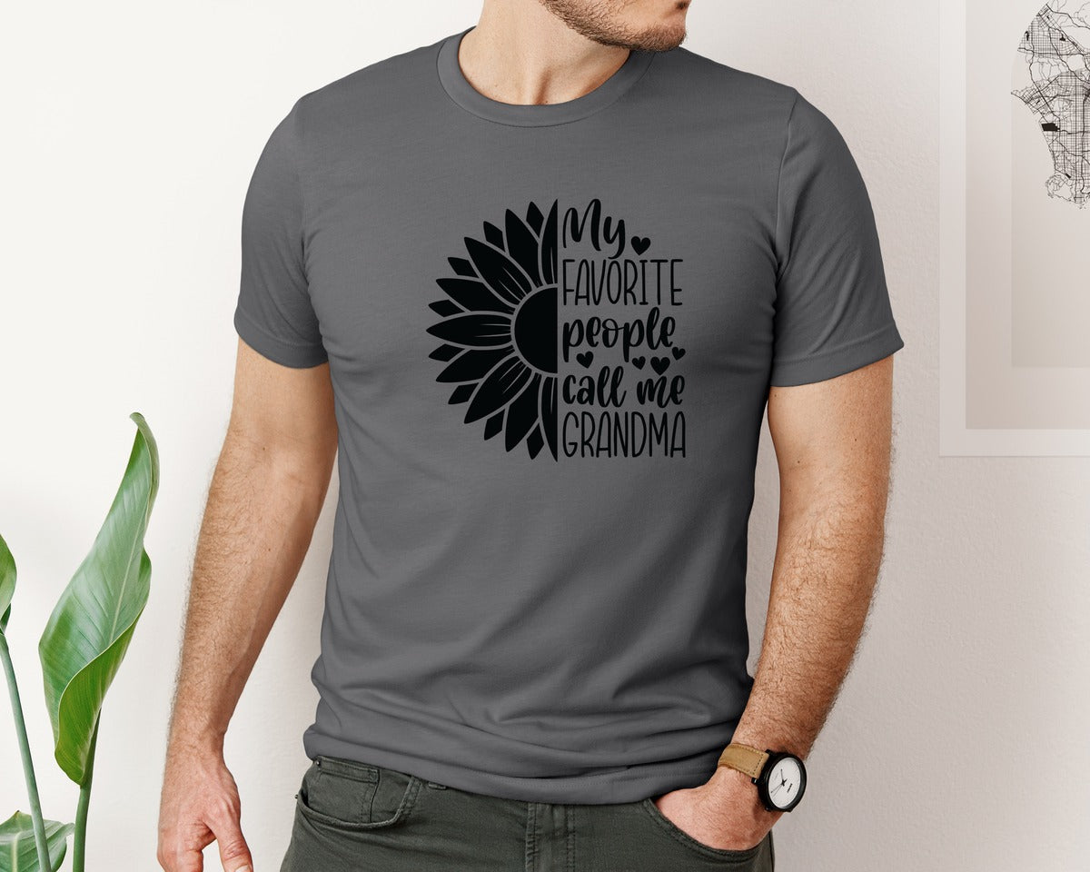 brand:Bella Canvas|color:Asphalt|Grandma Sunflower Grandma Graphic T-Shirt