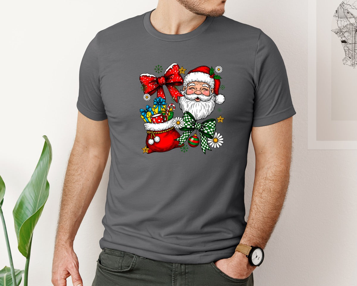 brand:Bella Canvas|color:Asphalt|Santa Christmas Coquette Graphic T-Shirt